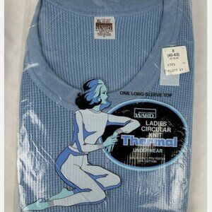 NEW Vintage Blue Montgomery Ward Ladies Thermal Top Womens Size XL Underwear